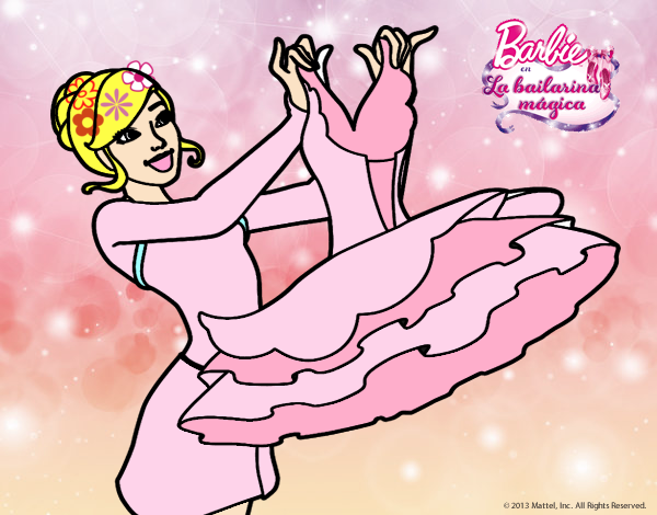 Dibujo Barbie y su vestido de ballet pintado por fernamda