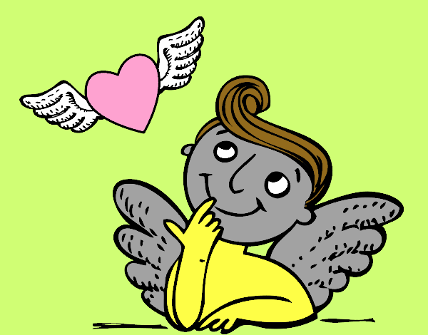 Dibujo Cupido y corazón con alas pintado por Noe78