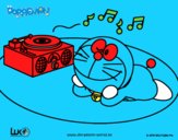 Dibujo Doraemon escuchando música pintado por gabrielcos