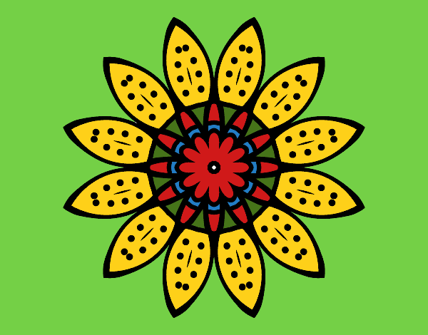 Dibujo Mandala flor con pétalos pintado por linda423