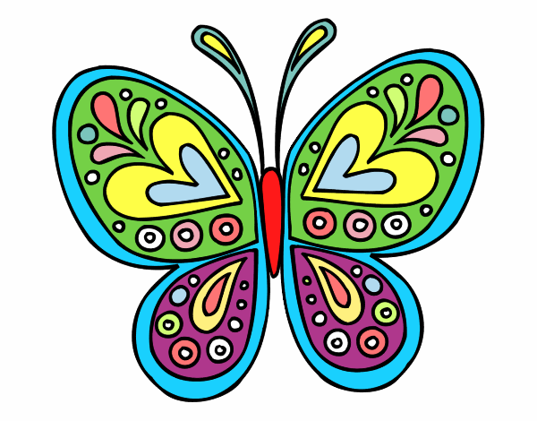 Dibujo Mandala mariposa pintado por gloriab