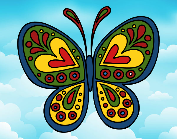 Dibujo Mandala mariposa pintado por linda423