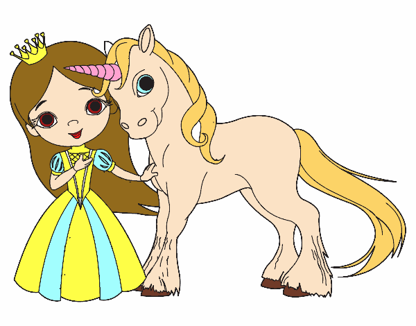 Dibujo Princesa y unicornio pintado por bbcamila