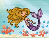 Dibujo Sirena flotando pintado por amix