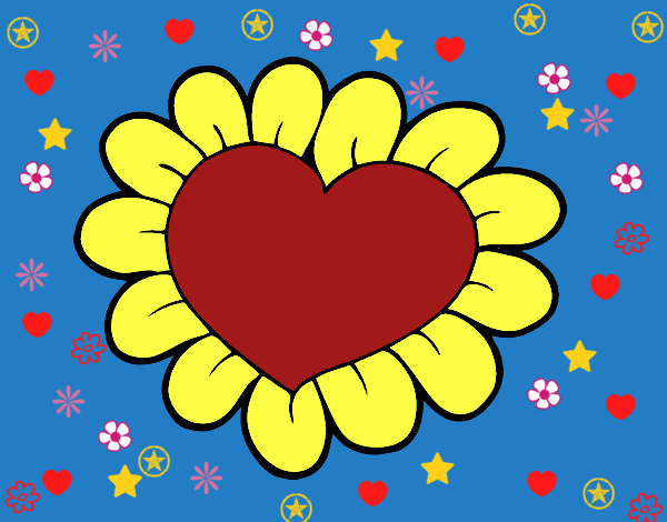 Dibujo Corazón flor pintado por linda423