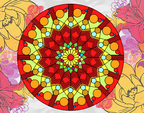 Dibujo Mandala flor con círculos pintado por RMartinez