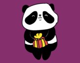 Dibujo Panda con regalo pintado por EriKiut