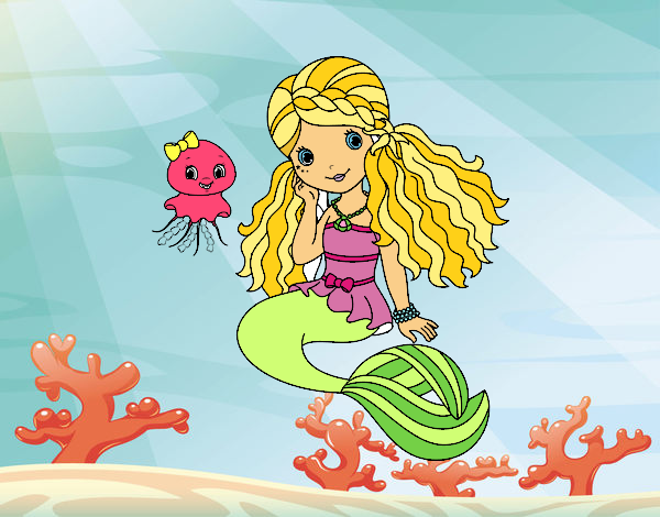 Dibujo Sirena y medusa pintado por mdifranco