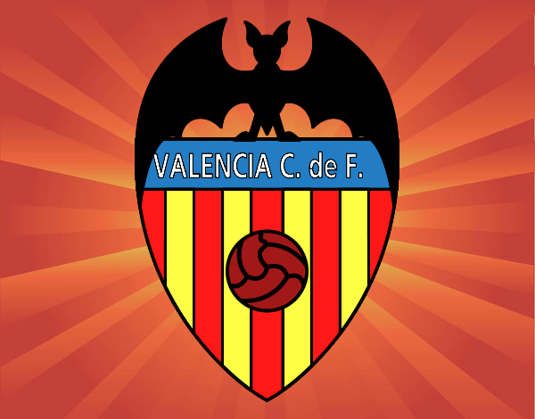 Dibujo Escudo del Valencia C. F. pintado por cortijo
