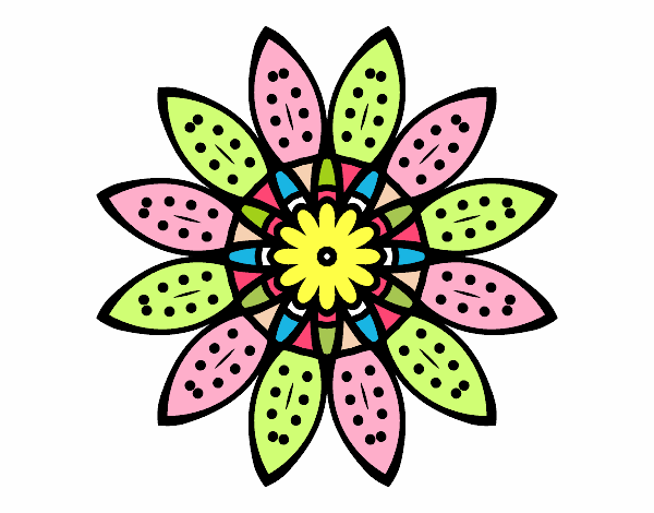 Dibujo Mandala flor con pétalos pintado por gloriab