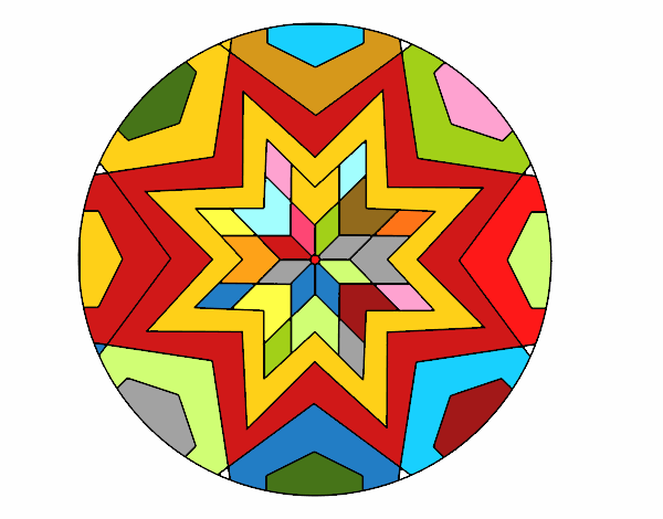 Dibujo Mandala mosaico estrella pintado por stocn