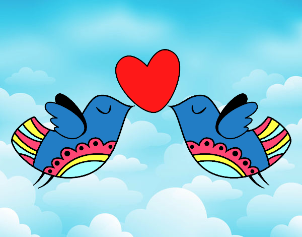 Dibujo Pájaros con corazón pintado por Sachiko468