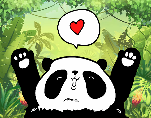 Dibujo Panda enamorado pintado por Sachiko468