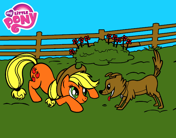 Dibujo Applejack y Winona pintado por Mlpcloudy