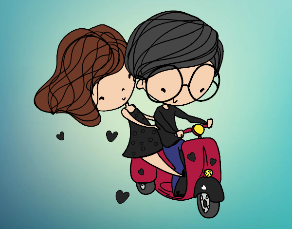 Enamorados en moto