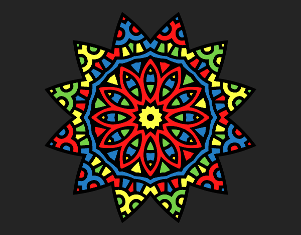 Dibujo Mandala estrella pintado por queyla