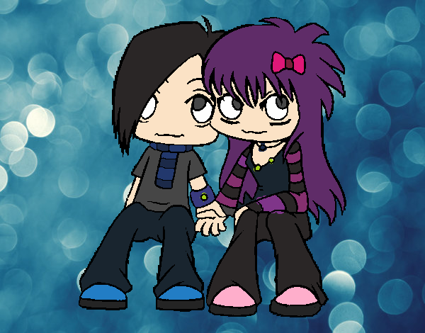 Dibujo De Pareja Emo Pintado Por En Dibujos Net El D A A Las