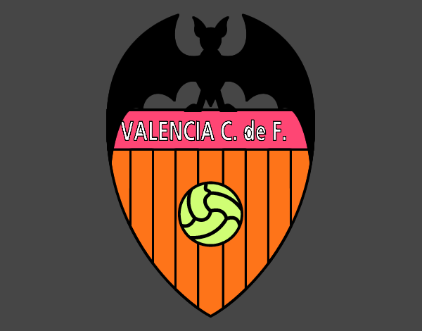 Dibujo Escudo del Valencia C. F. pintado por HugIO