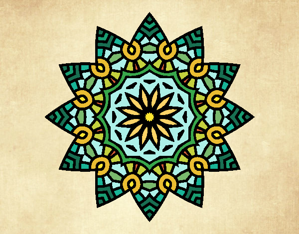Dibujo Mandala estrella floral pintado por JackieO