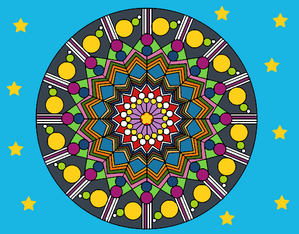 Dibujo Mandala flor con círculos pintado por linda423