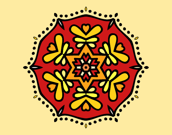 Dibujo Mandala simétrica pintado por Devi