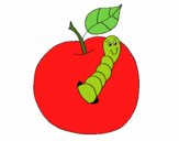 Dibujo Manzana con gusano pintado por Cristel20