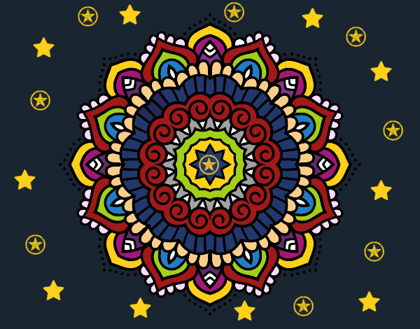 Dibujo Mandala estrella decorada pintado por linda423