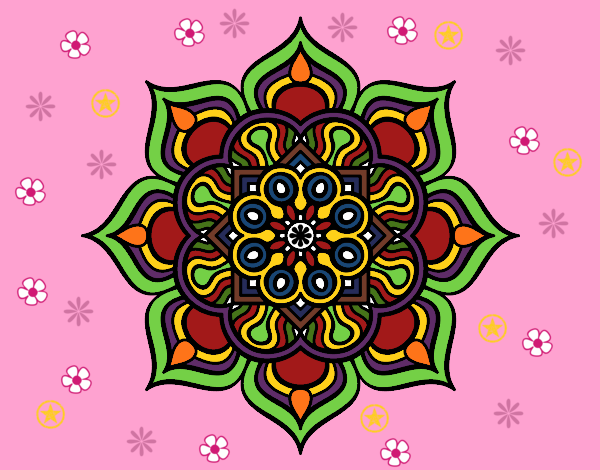 Dibujo Mandala flor de fuego pintado por linda423