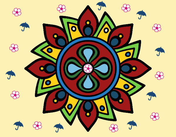 Dibujo Mandala flor sencilla pintado por linda423