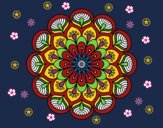 Dibujo Mandala flor y hojas pintado por linda423