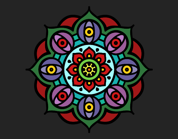 Dibujo Mandala ojos abiertos pintado por queyla