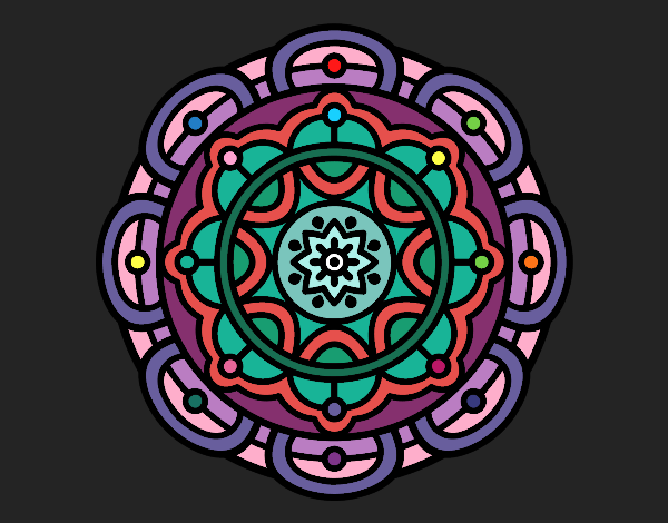 Dibujo Mandala para la relajación mental pintado por queyla