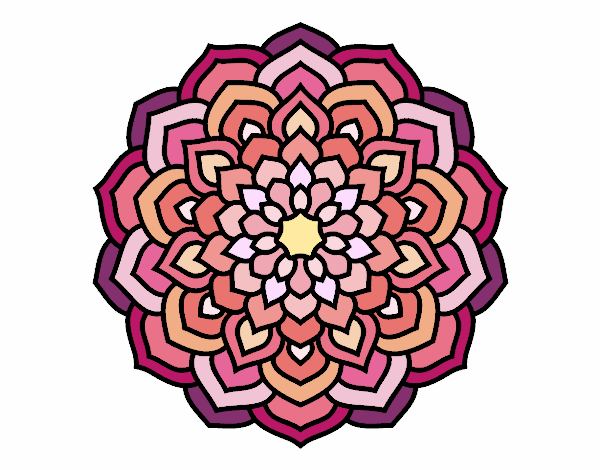 Dibujo Mandala pétalos de flor pintado por yushara