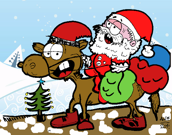 Dibujo Papa Noel en un caballo pintado por queyla