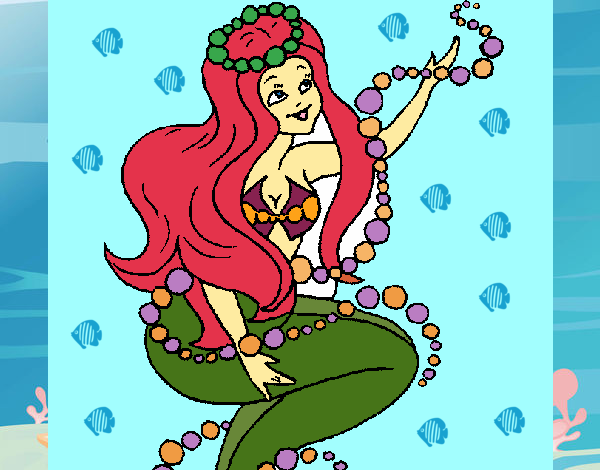 Dibujo Sirena entre burbujas pintado por Andreeeeee