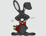 Dibujo Conejo con ramo de flores pintado por linda423