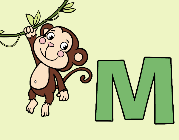 Dibujo M de Mono pintado por mariabm14