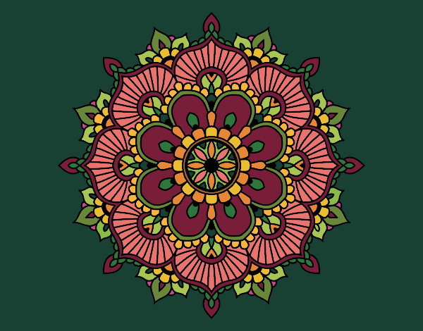 Dibujo Mandala destello floral pintado por blanca