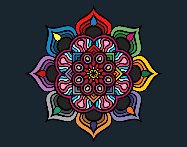 Dibujo Mandala flor de fuego pintado por queyla