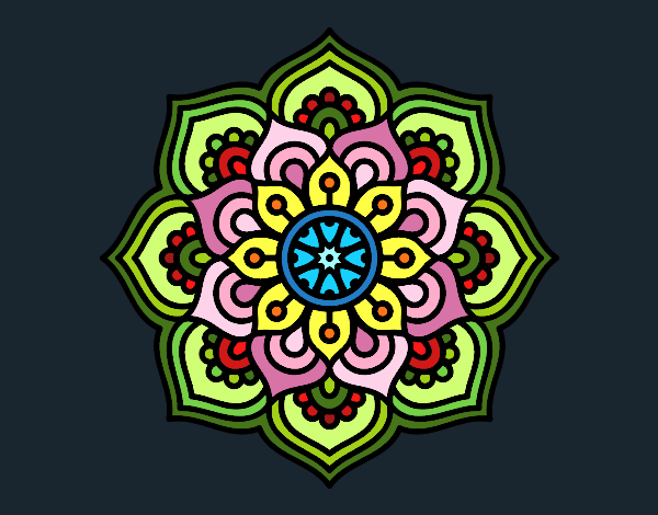 Dibujo Mandala flor de la concentración pintado por queyla