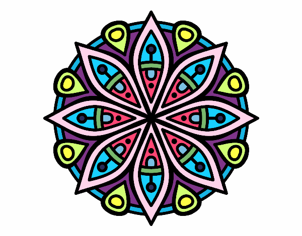 Dibujo Mandala para la concentración pintado por tarik