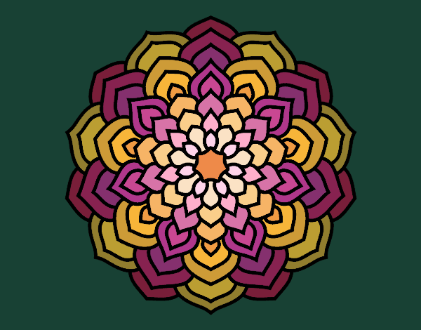 Dibujo Mandala pétalos de flor pintado por blanca