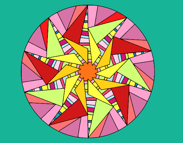 Dibujo Mandala sol triangular pintado por PINCEL