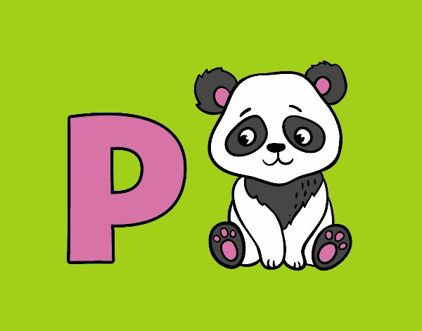 Dibujo P de Panda pintado por mariabm14