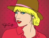 Dibujo Taylor Swift con sombrero pintado por lalinda