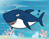 Dibujo Tiburón dentudo pintado por agus16san5