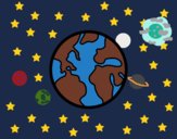 Dibujo El planeta tierra pintado por queyla