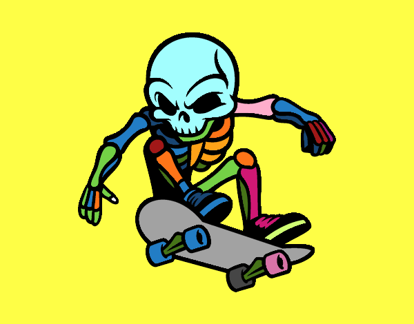 Dibujo Esqueleto Skater pintado por stocn