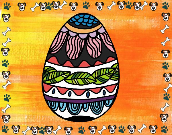 Dibujo Huevo de Pascua estampado vegetal pintado por 132578
