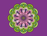 Dibujo Mandala flor y hojas pintado por PINCEL